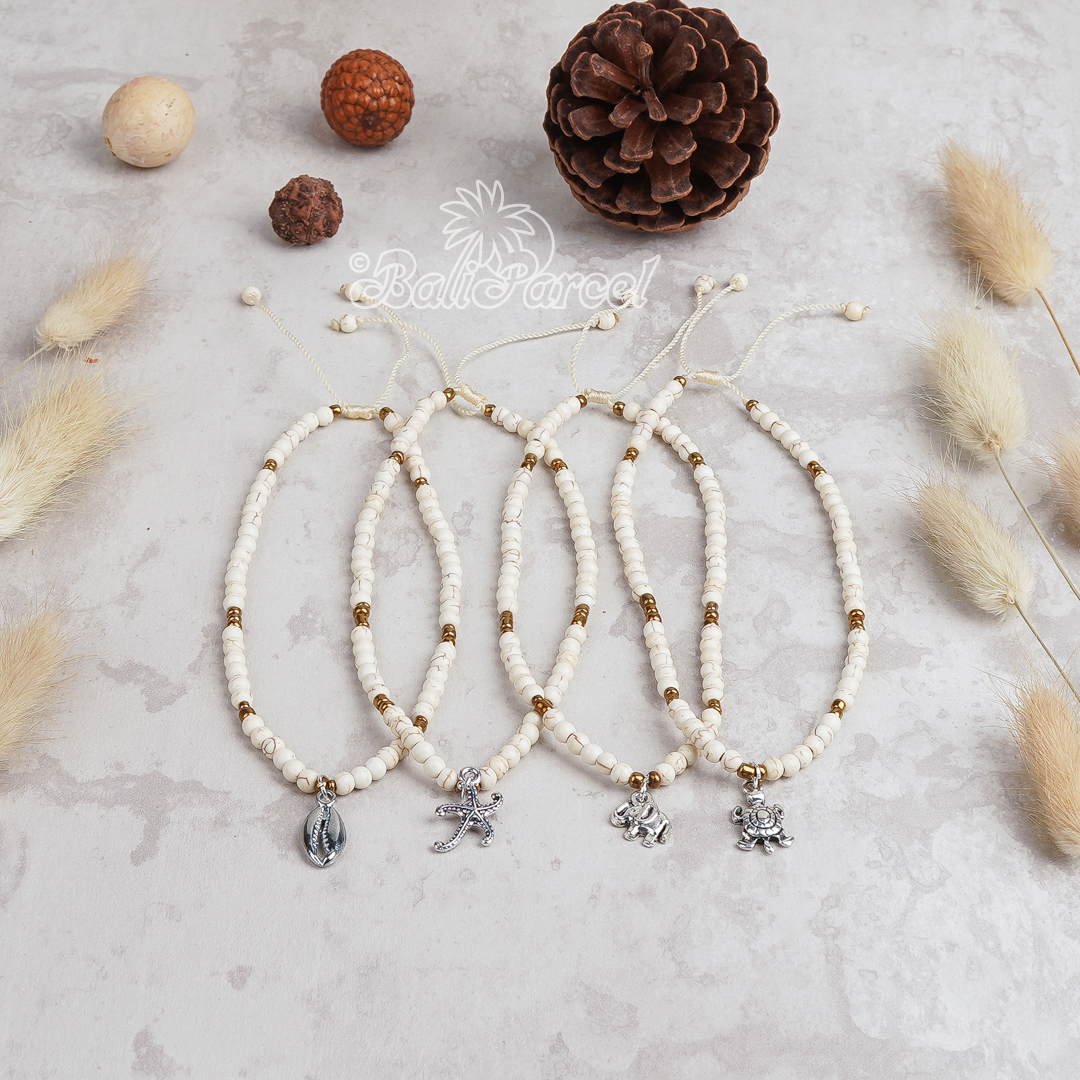 Cream Stone Anklet