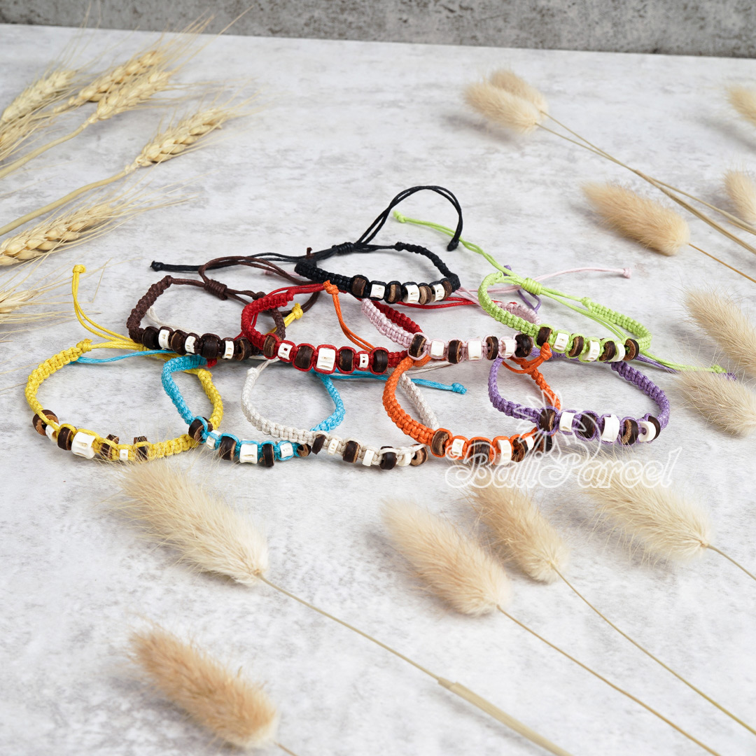 Bracelet Cotton Cord With Coco And Bone
