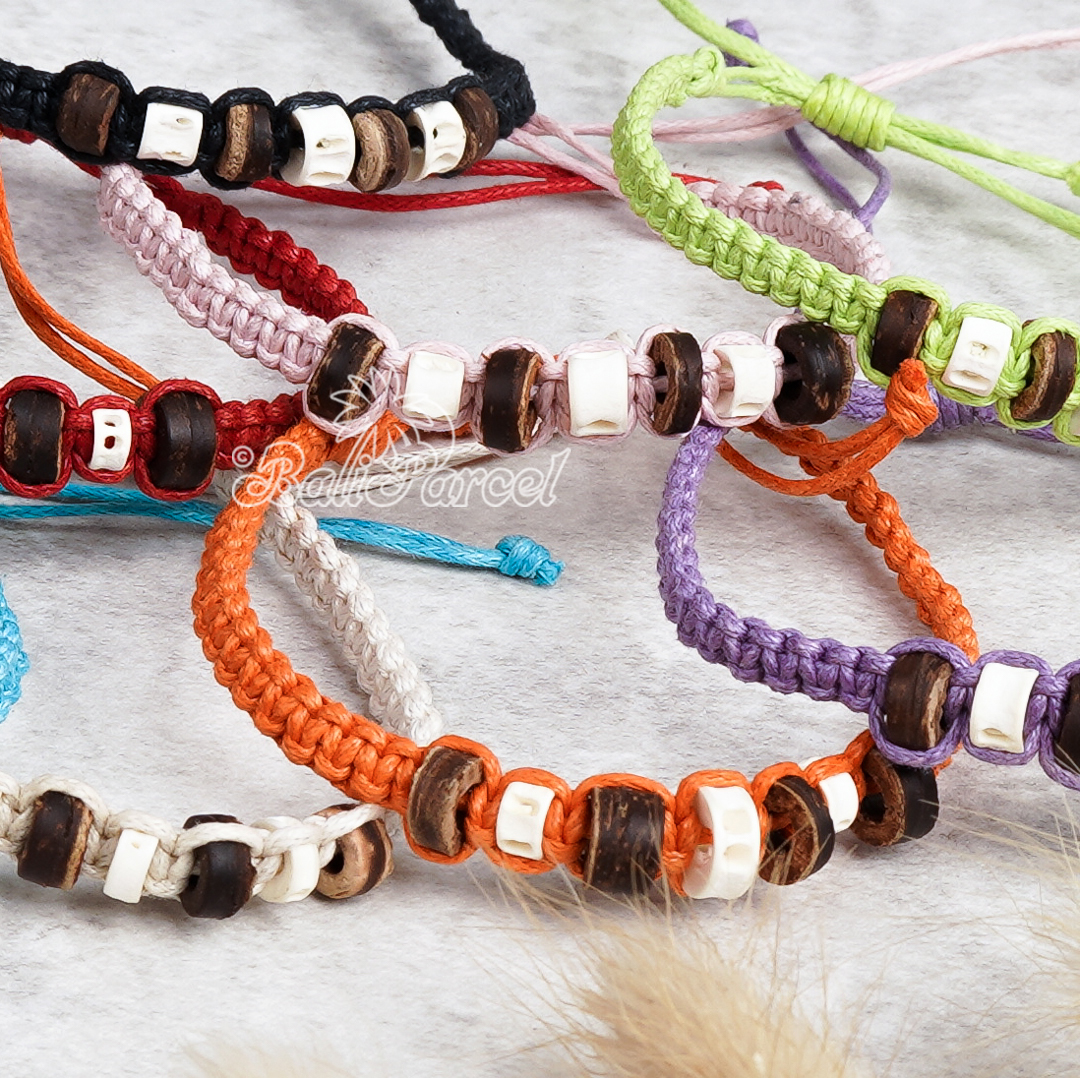Bracelet Cotton Cord With Coco And Bone