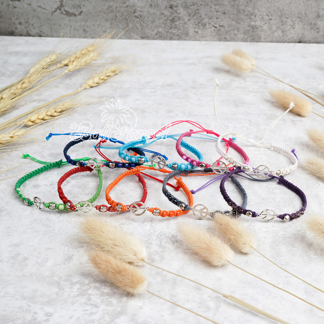 Bracelet Cotton Cord With Peace