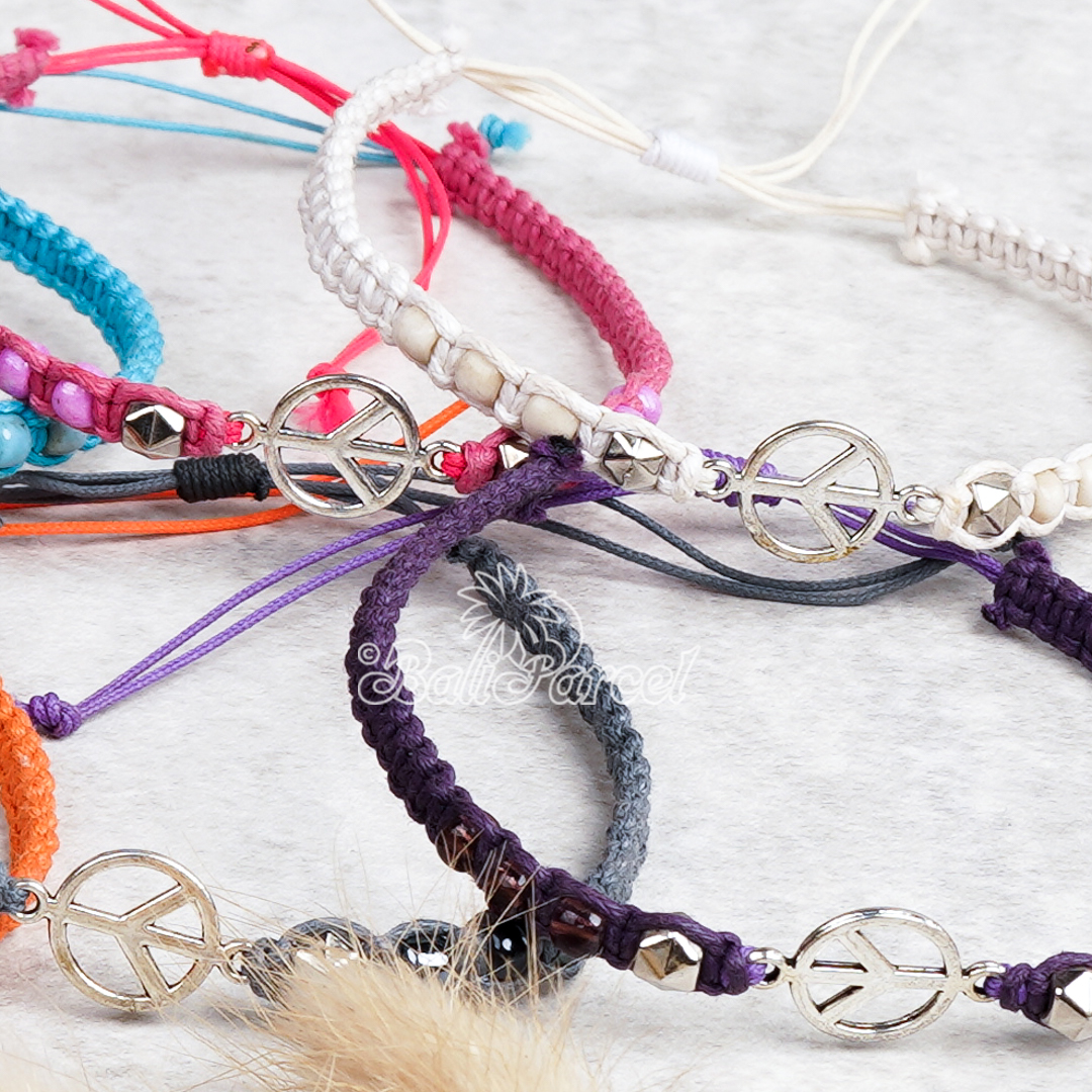 Bracelet Cotton Cord With Peace