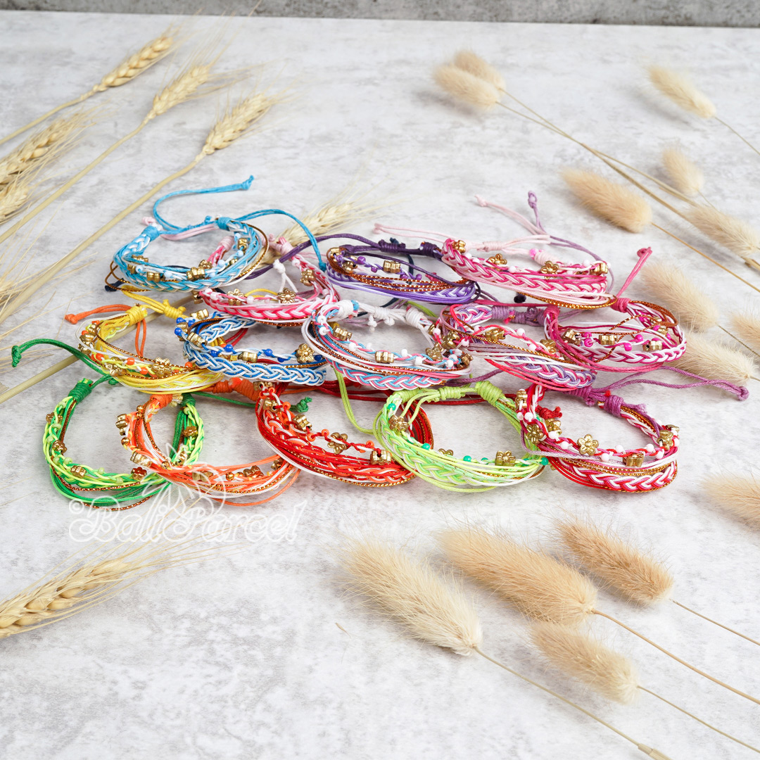 Bracelet Cotton Cord With Flower Kimo 