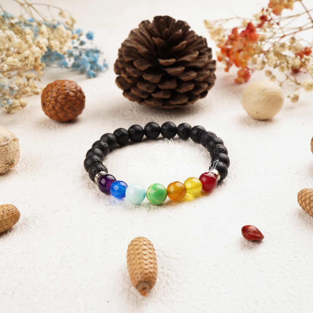 Lava Stone 7 Chakra Bracelet