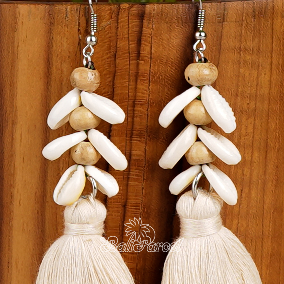 Cowrie Shell Tassel Earring