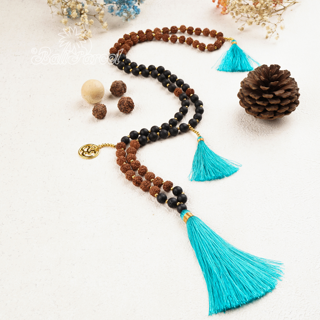 Rudraksha Lava Stone Necklace