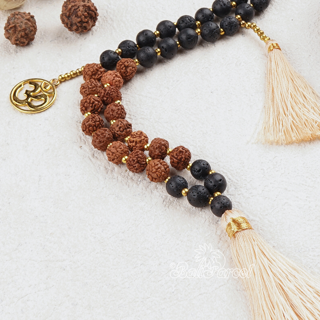 Rudraksha Lava Stone Necklace