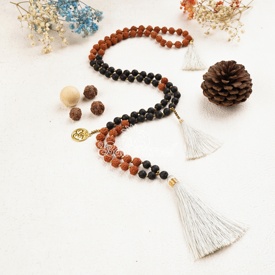 Rudraksha Lava Stone Necklace