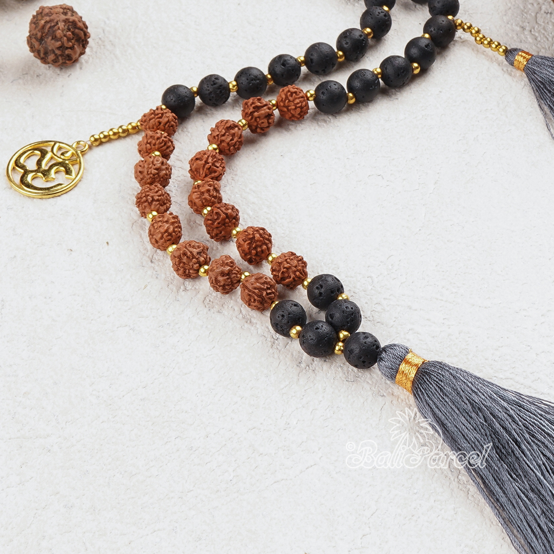 Rudraksha Lava Stone Necklace