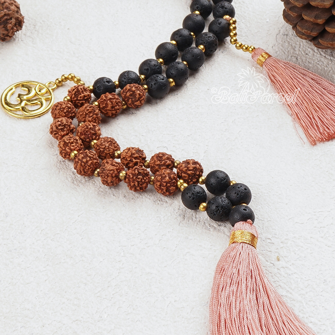 Rudraksha Lava Stone Necklace
