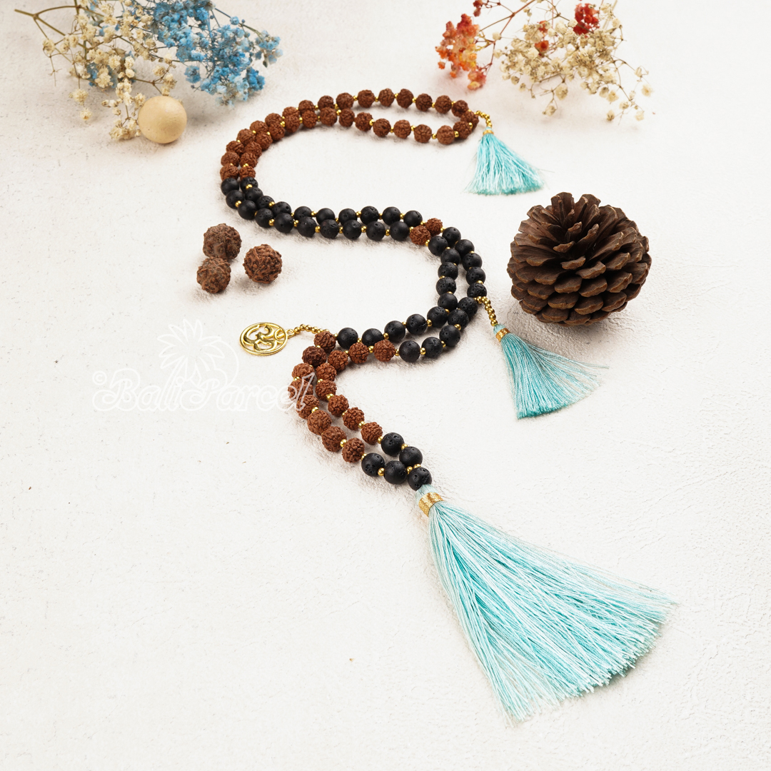 Rudraksha Lava Stone Necklace