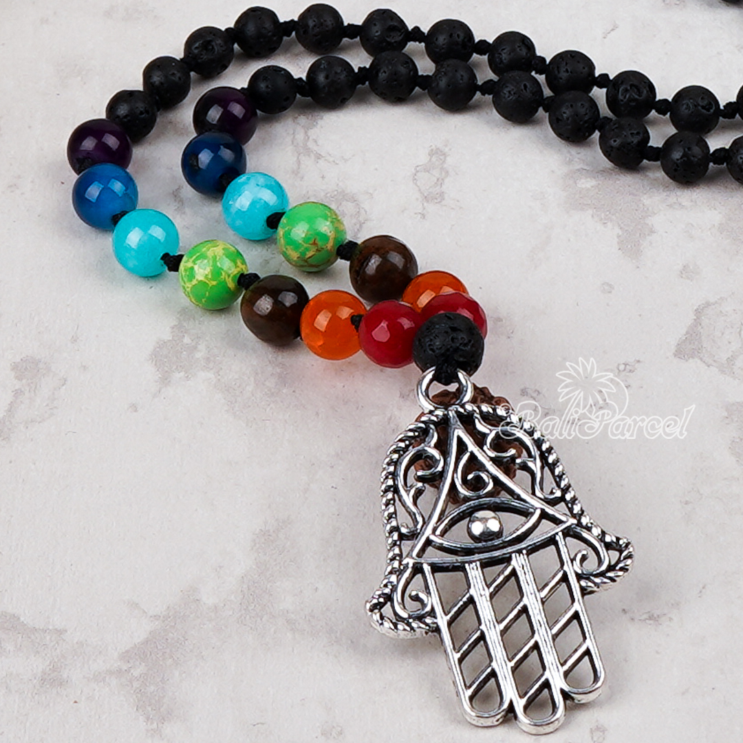 Lava Stone 7 Chakra Mala
