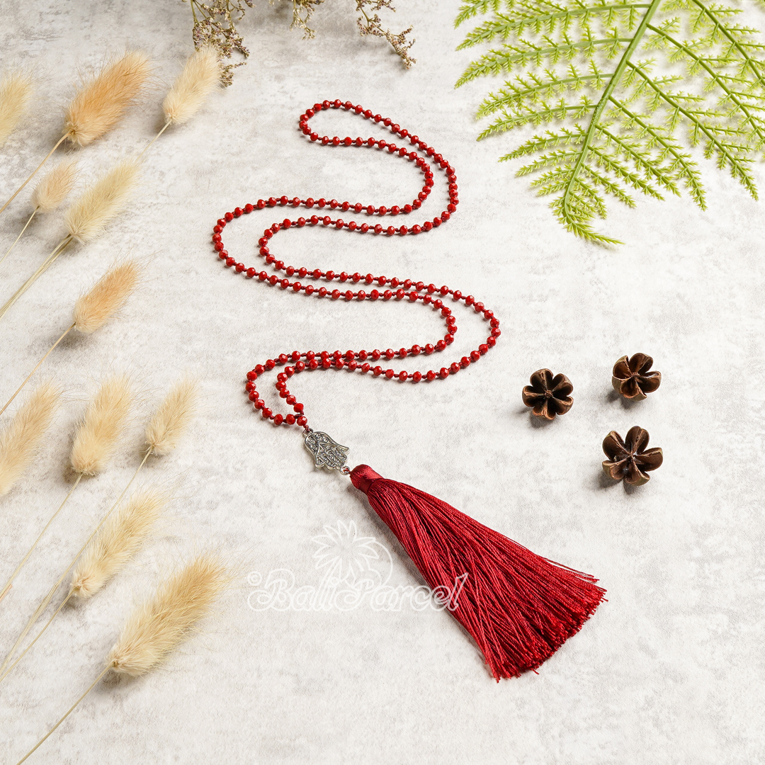 Crystal Beads With Tassel Necklace