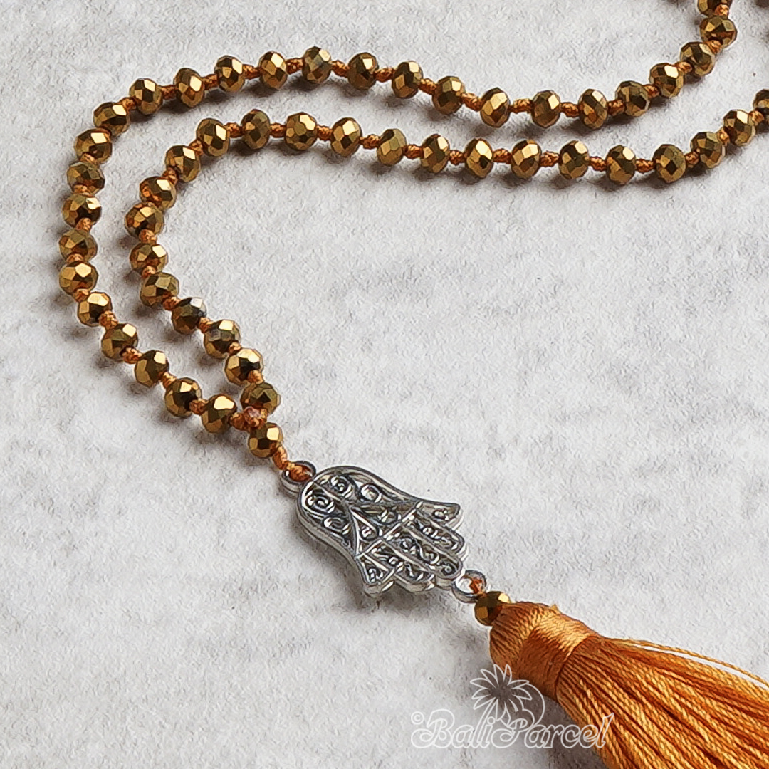 Crystal Beads With Tassel Necklace