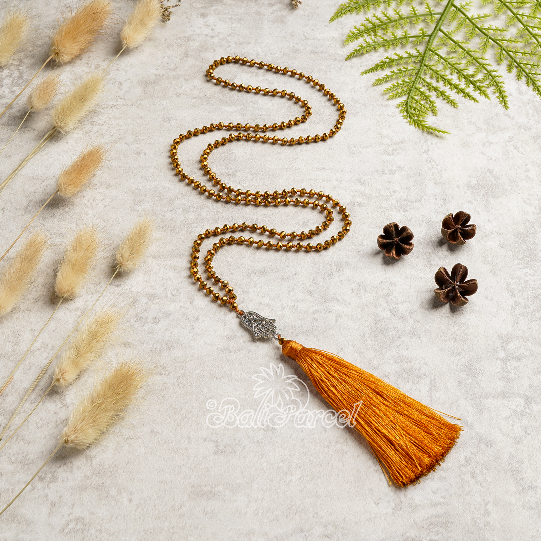 Crystal Beads With Tassel Necklace