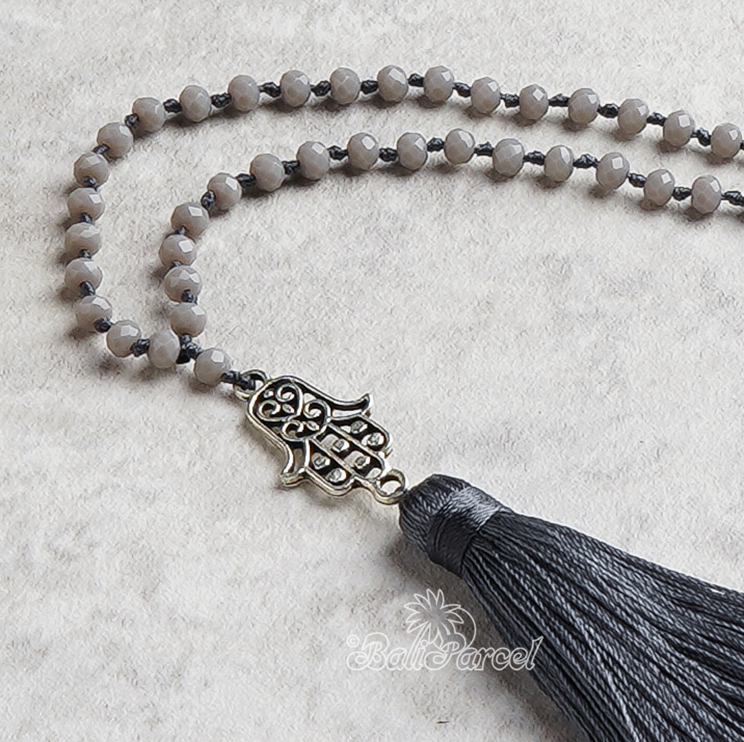 Crystal Beads With Tassel Necklace