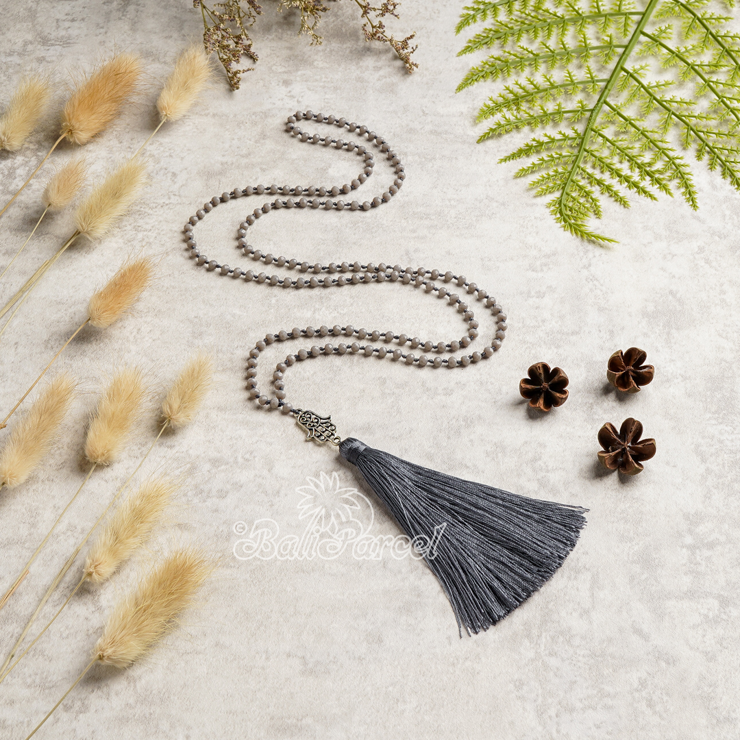 Crystal Beads With Tassel Necklace
