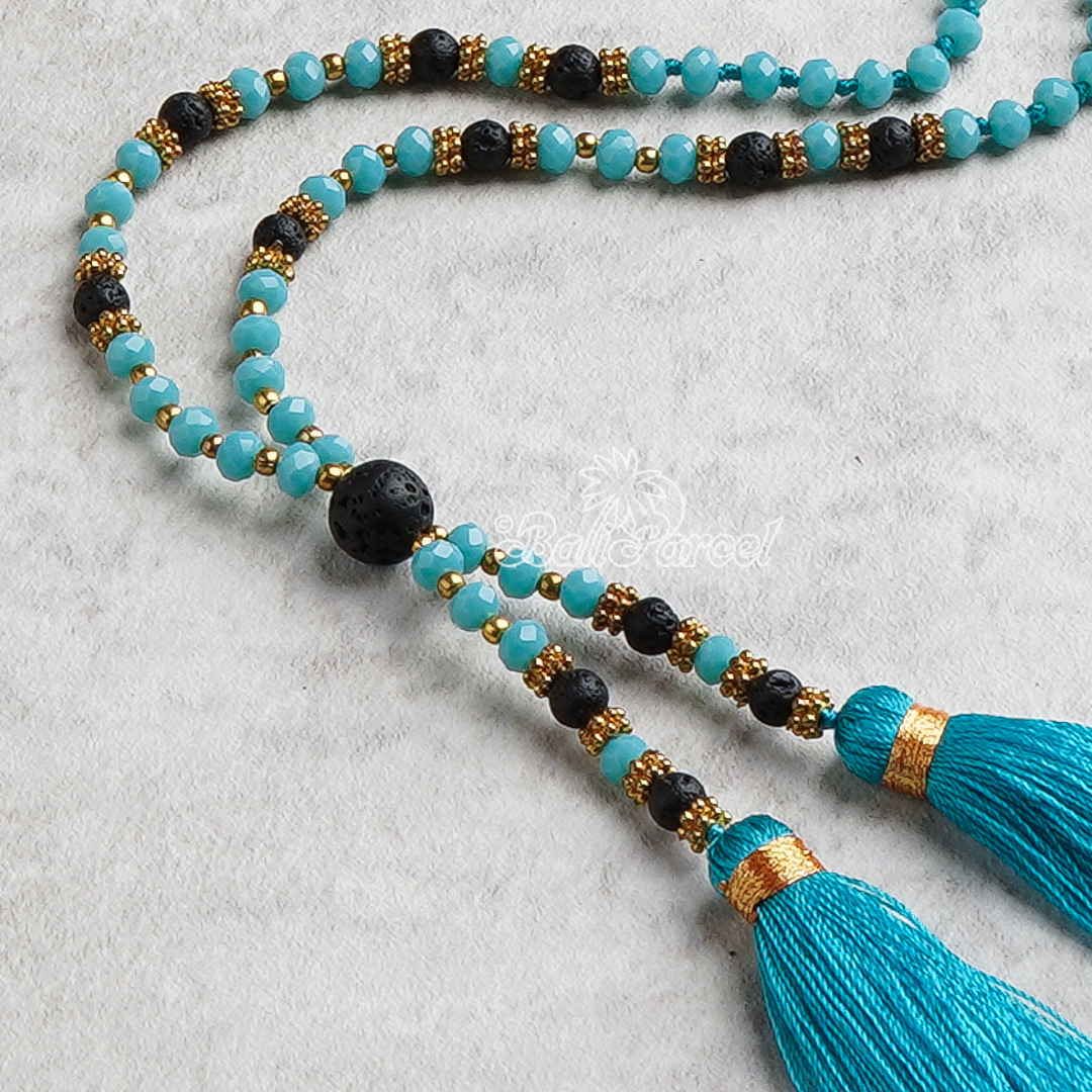 Crystal Beads  With Tassel Necklace
