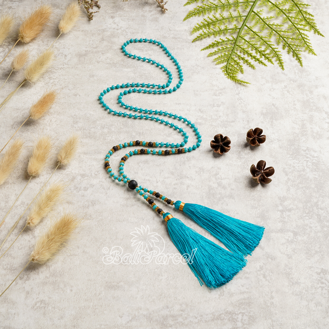 Crystal Beads  With Tassel Necklace