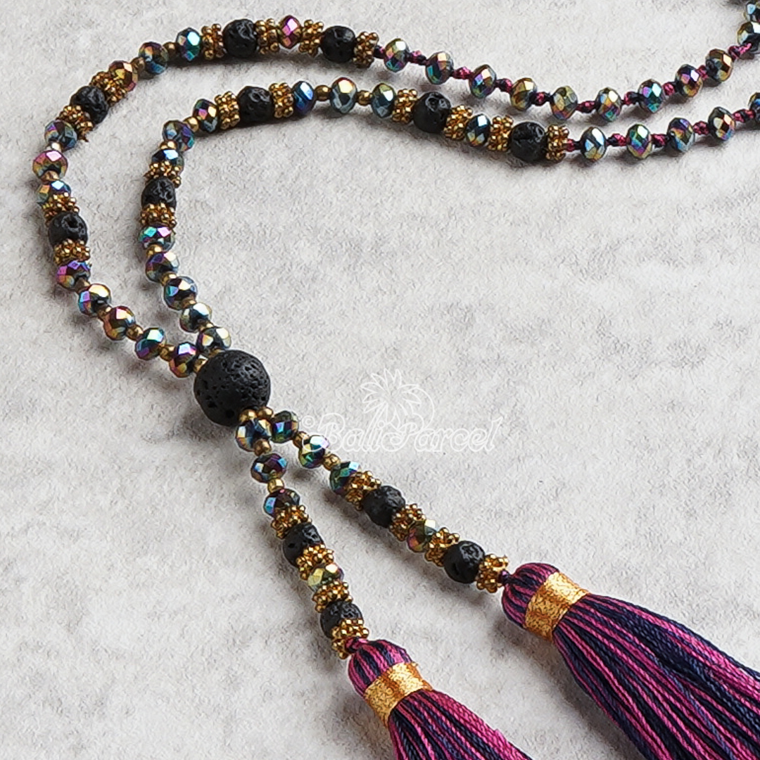 Crystal Beads With Tassel Necklace