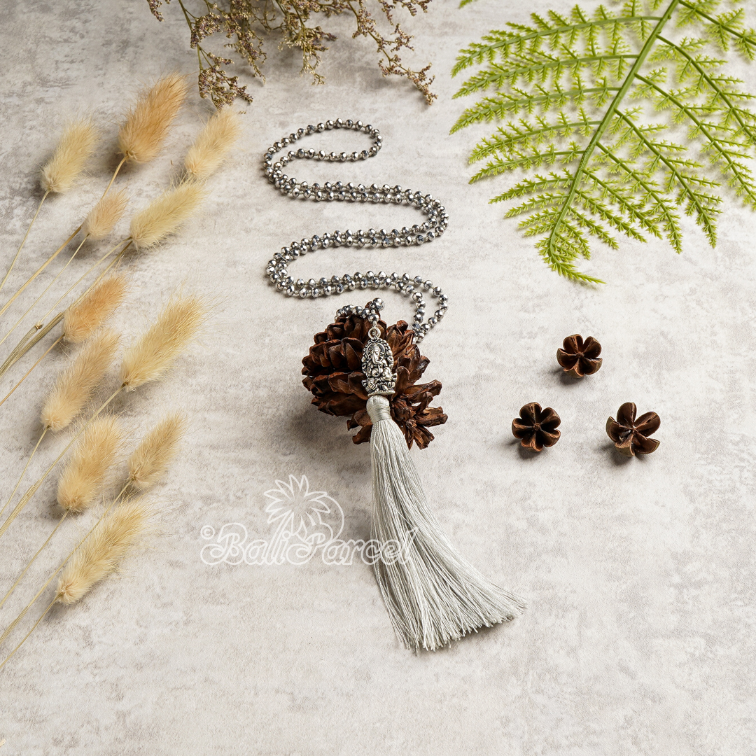 Crystal Beads With Tassel Necklace