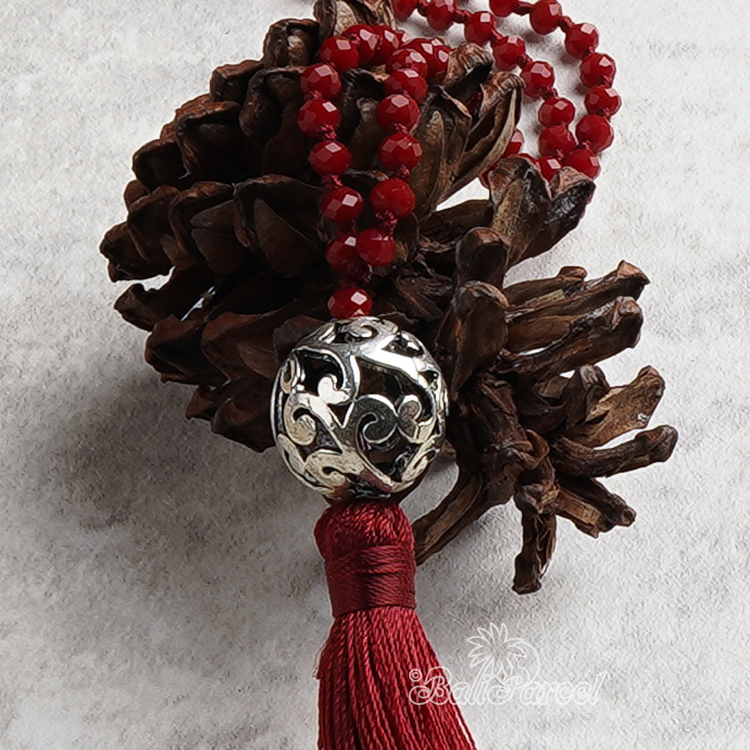 Ball Crystal Beads With Tassel Necklace