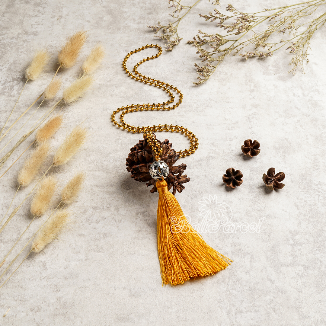 Ball Crystal Beads With Tassel Necklace