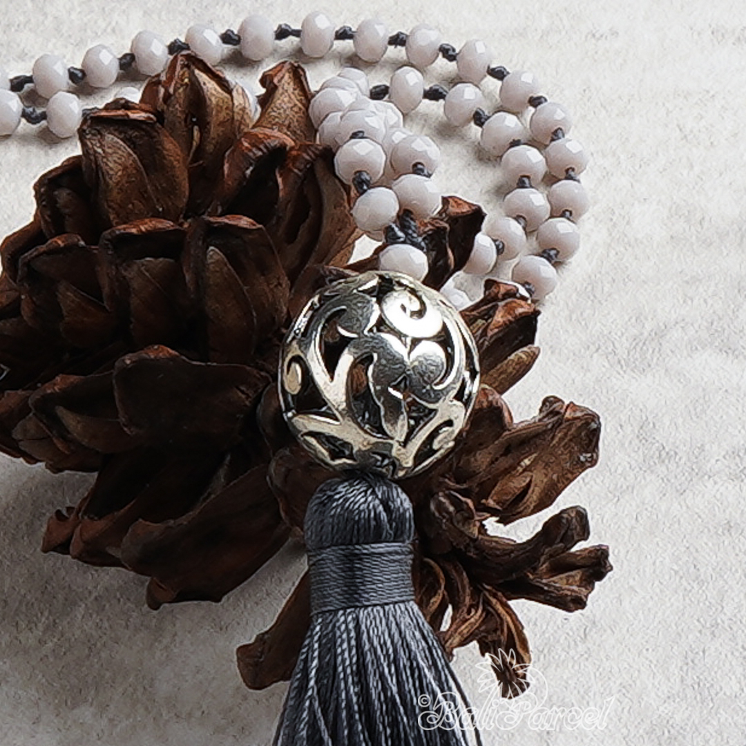Ball Crystal Beads With Tassel Necklace