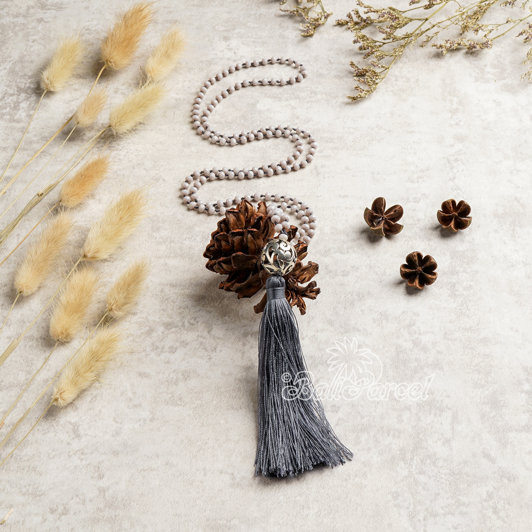 Ball Crystal Beads With Tassel Necklace
