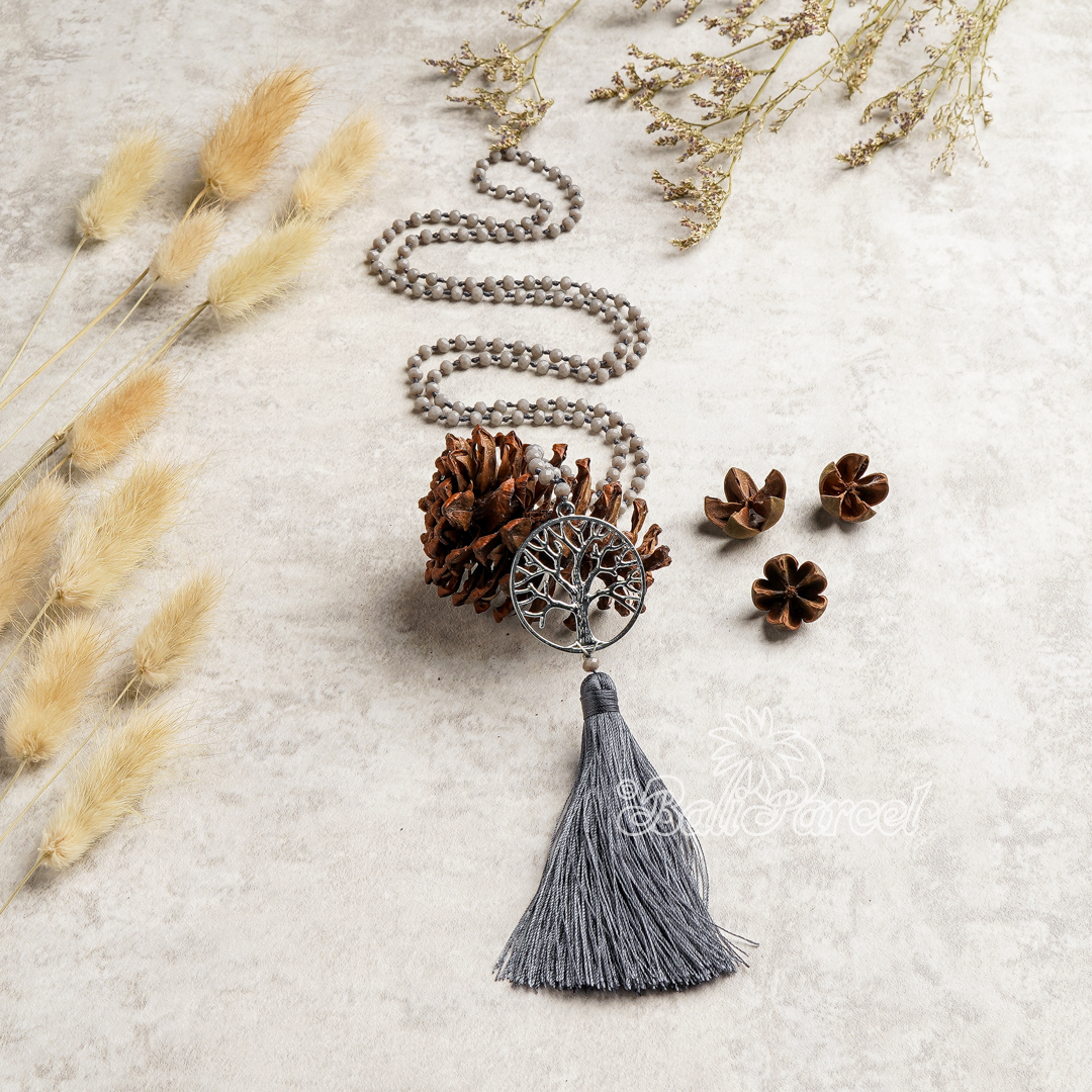 Tree Of Life Crystal Beads With Tassel Necklace