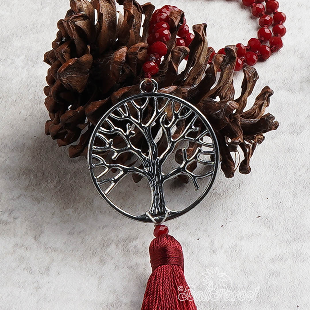 Tree Of Life Crystal Beads With Tassel Necklace