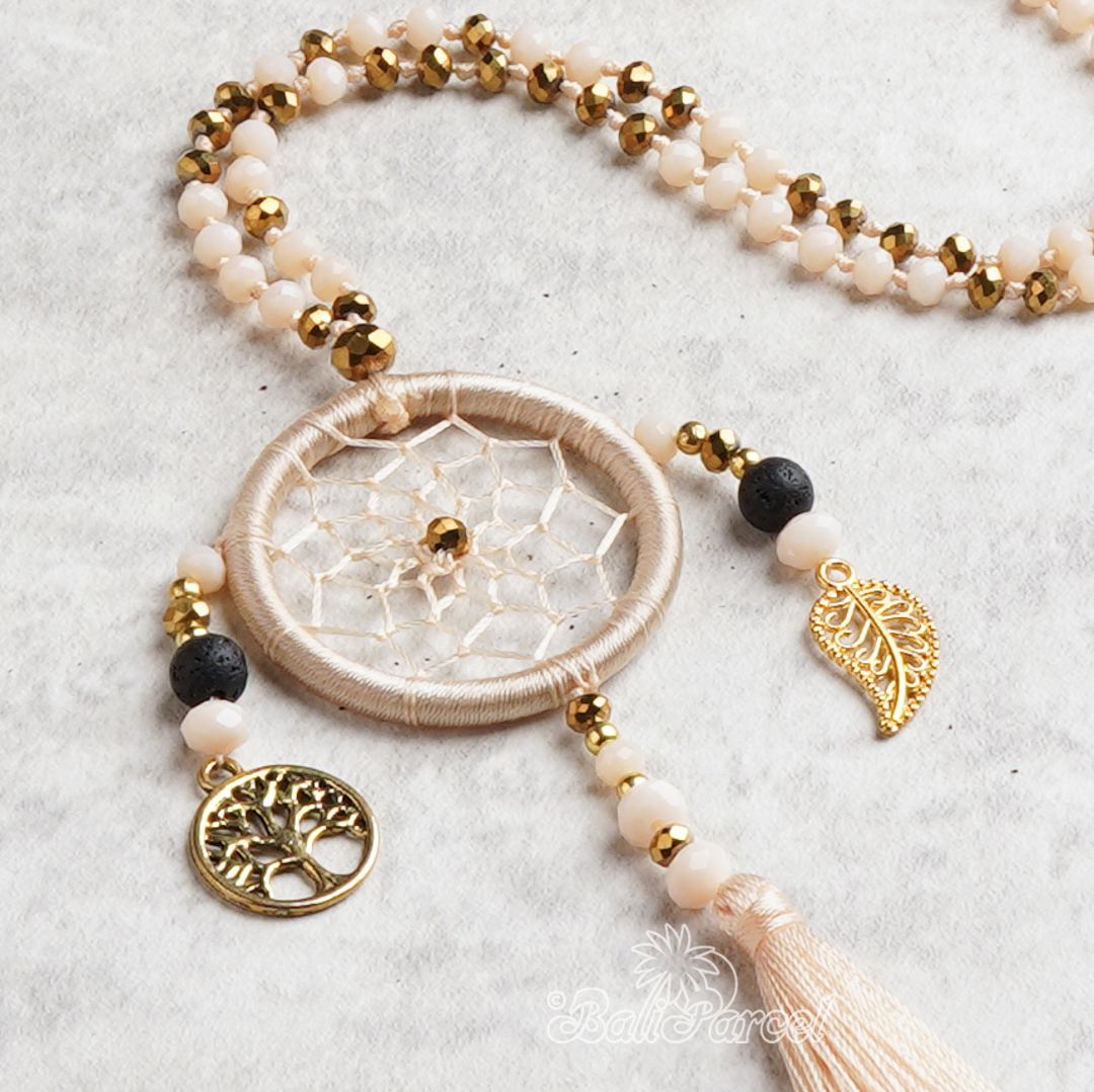 Dreamcatcher Crystal Beads With Tassel Necklace