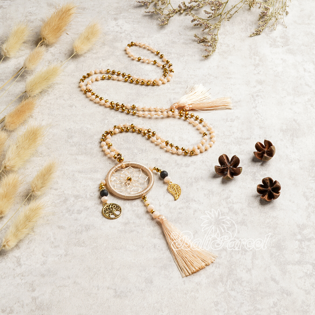 Dreamcatcher Crystal Beads With Tassel Necklace