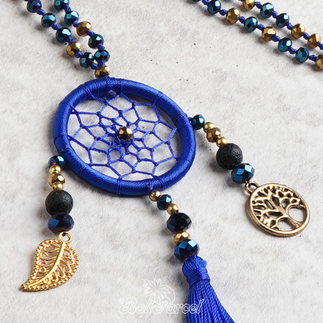 Dreamcatcher Crystal Beads With Tassel Necklace