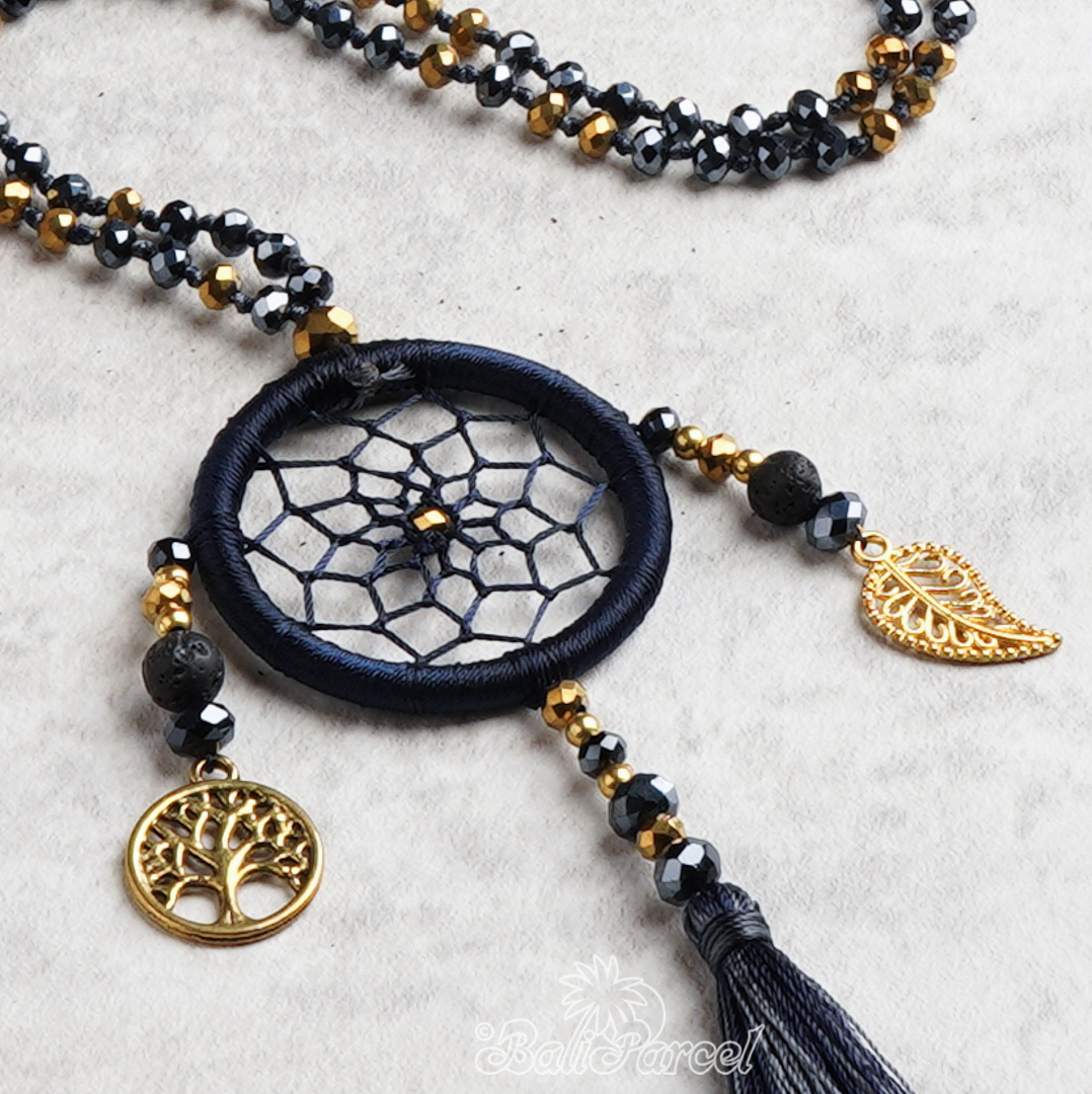 Dreamcatcher Crystal Beads With Tassel Necklace