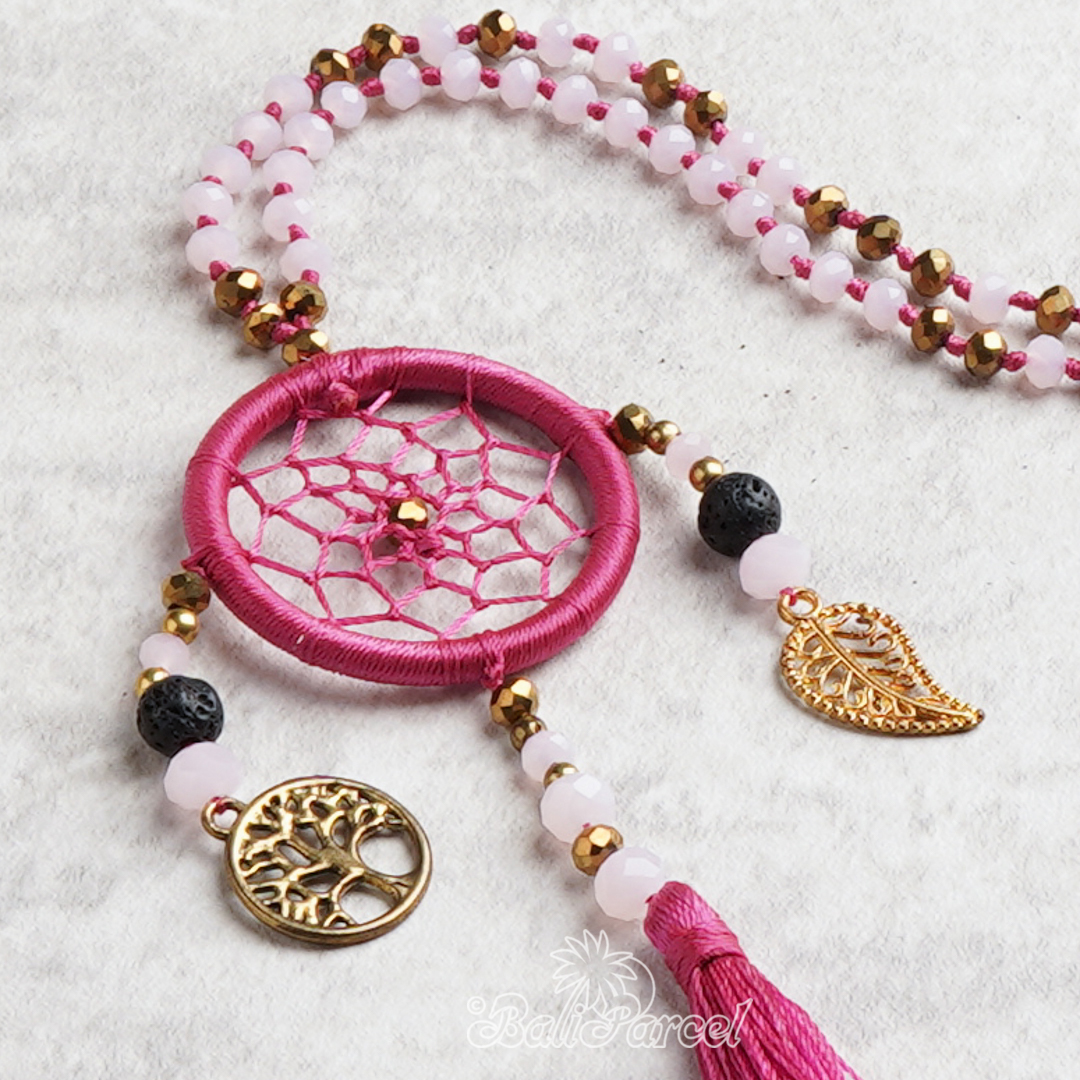 Dreamcatcher Crystal Beads With Tassel Necklace