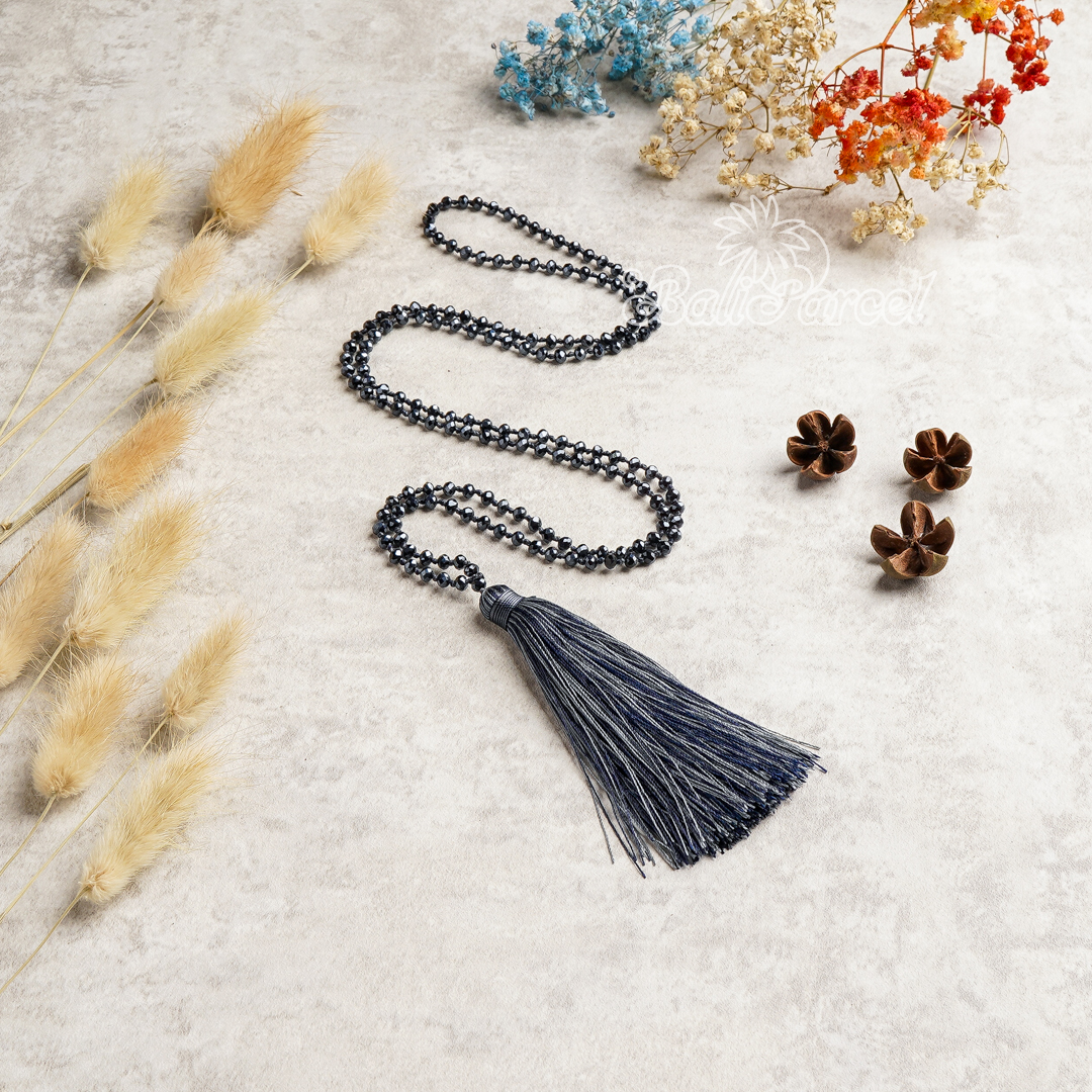 Crystal Beads With Tassel Necklace