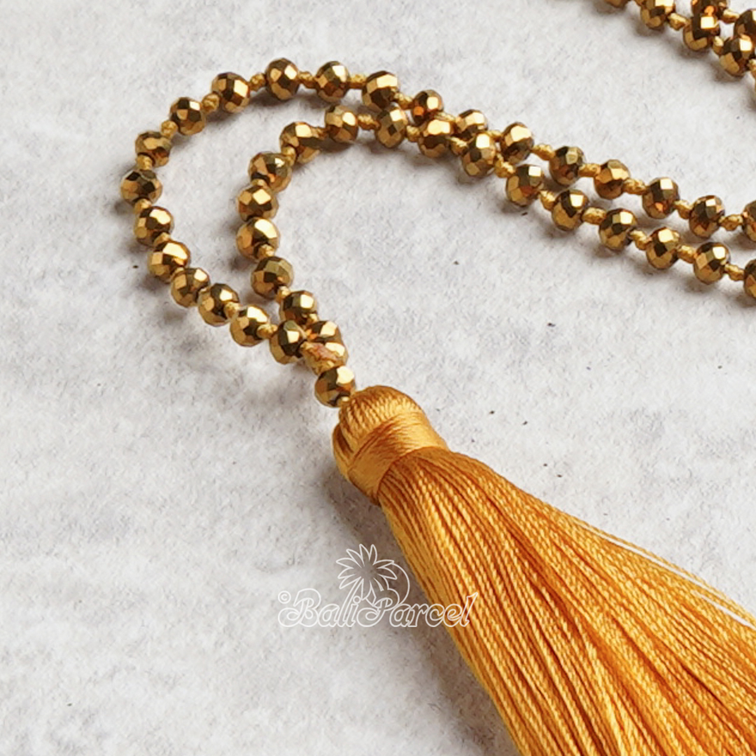 Crystal Beads With Tassel Necklace