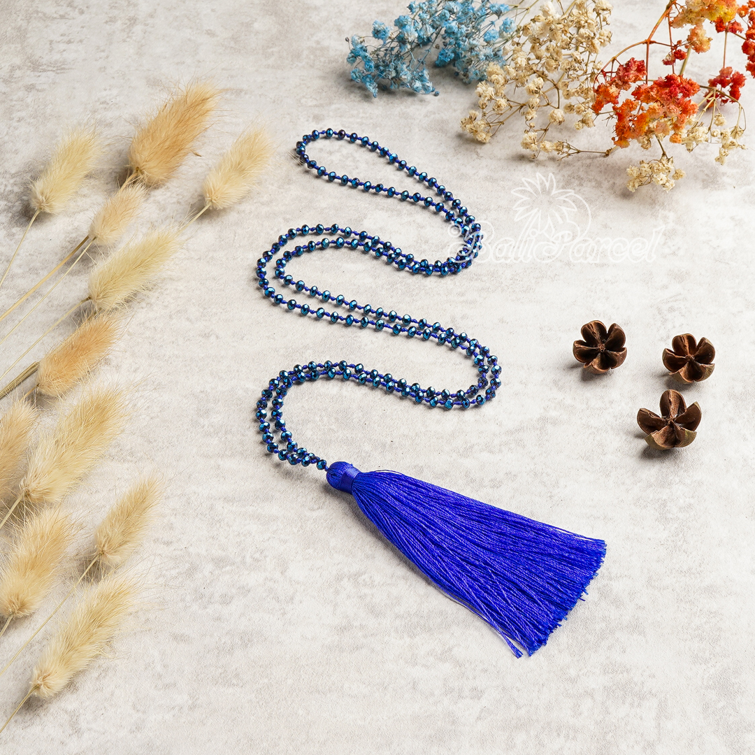 Crystal Beads With Tassel Necklace