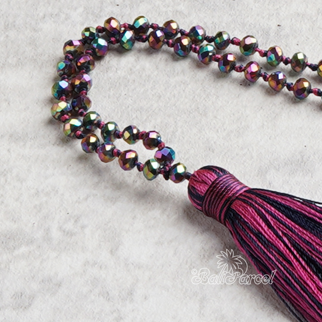 Crystal Beads With Tassel Necklace