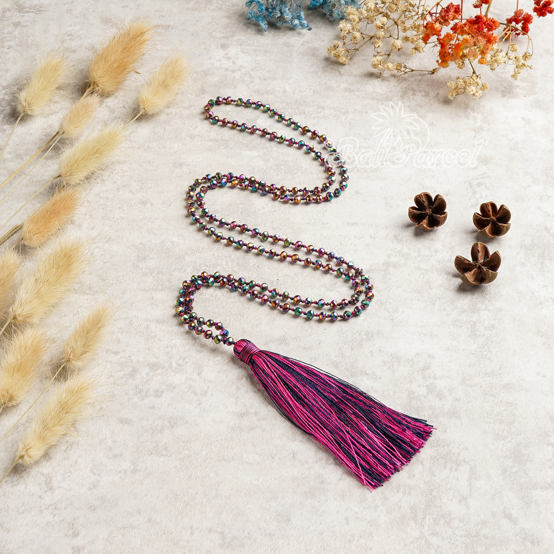 Crystal Beads With Tassel Necklace