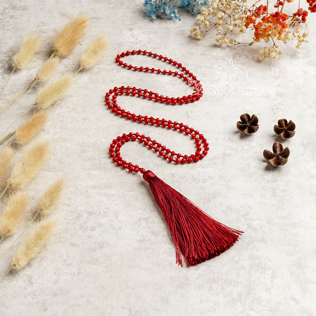 Crystal Beads With Tassel Necklace