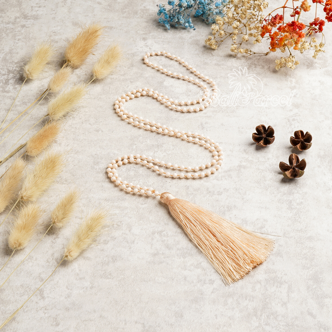 Crystal Beads With Tassel Necklace