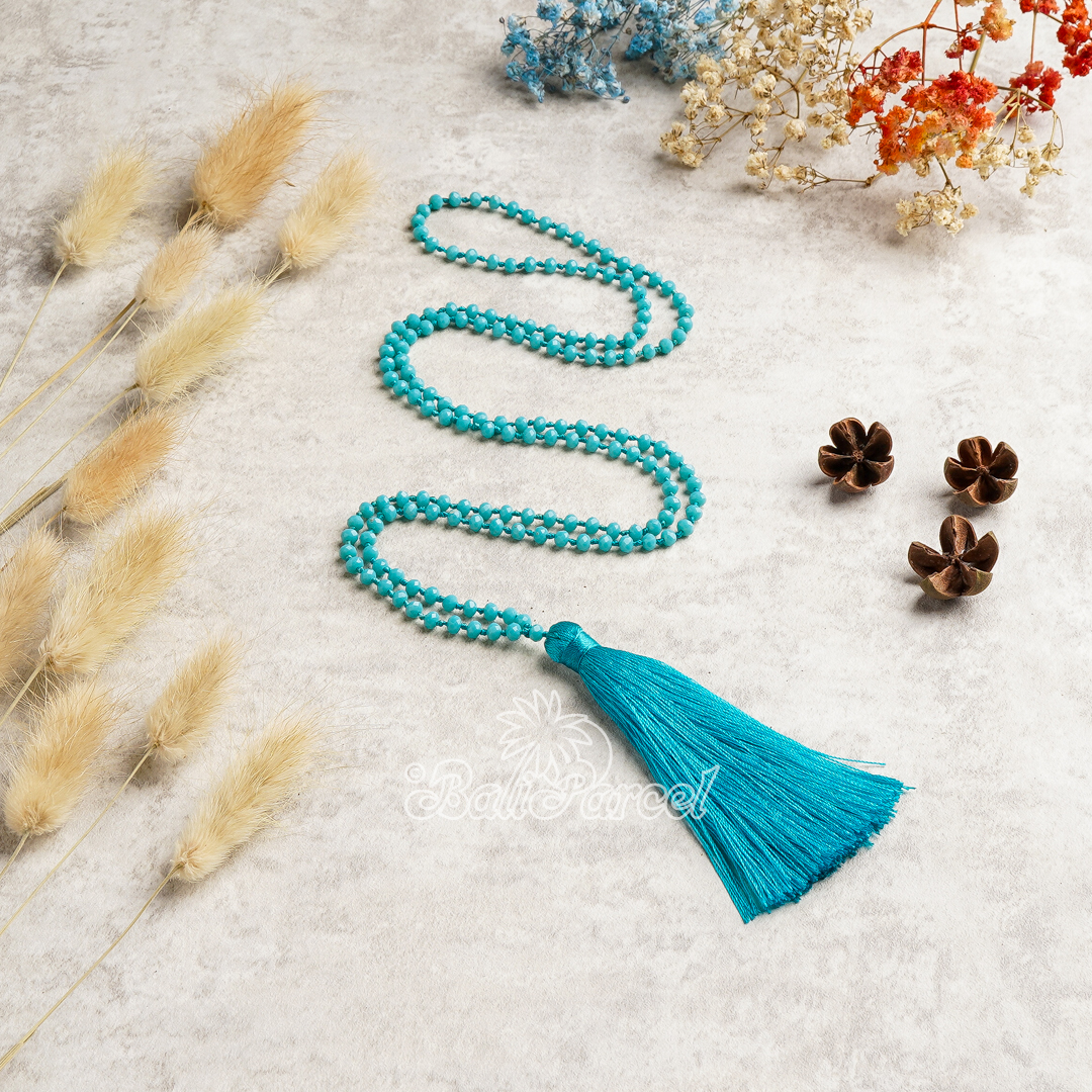 Crystal Beads With Tassel Necklace