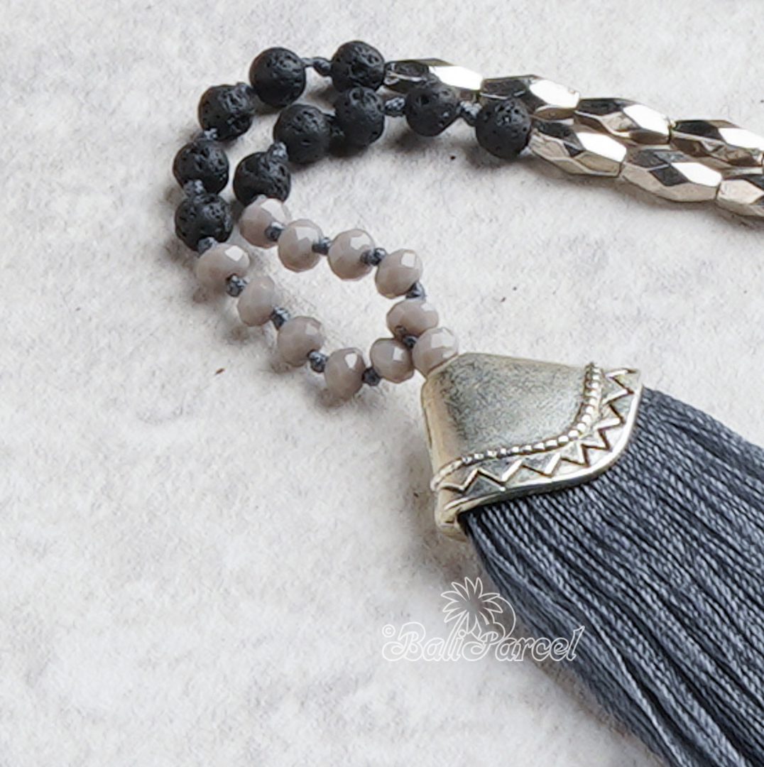 Crystal Beads With Tassel Necklace