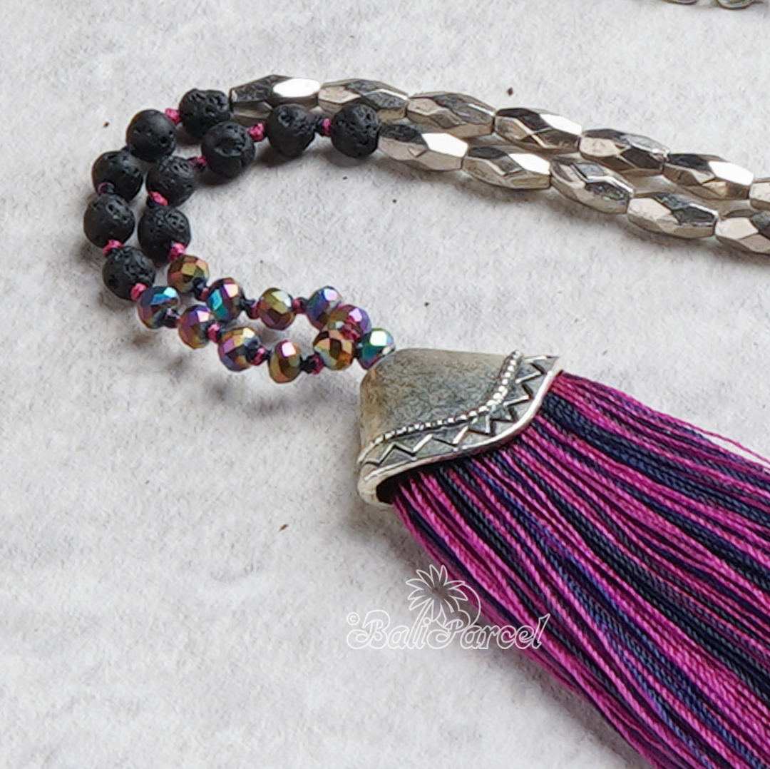 Crystal Beads With Tassel Necklace