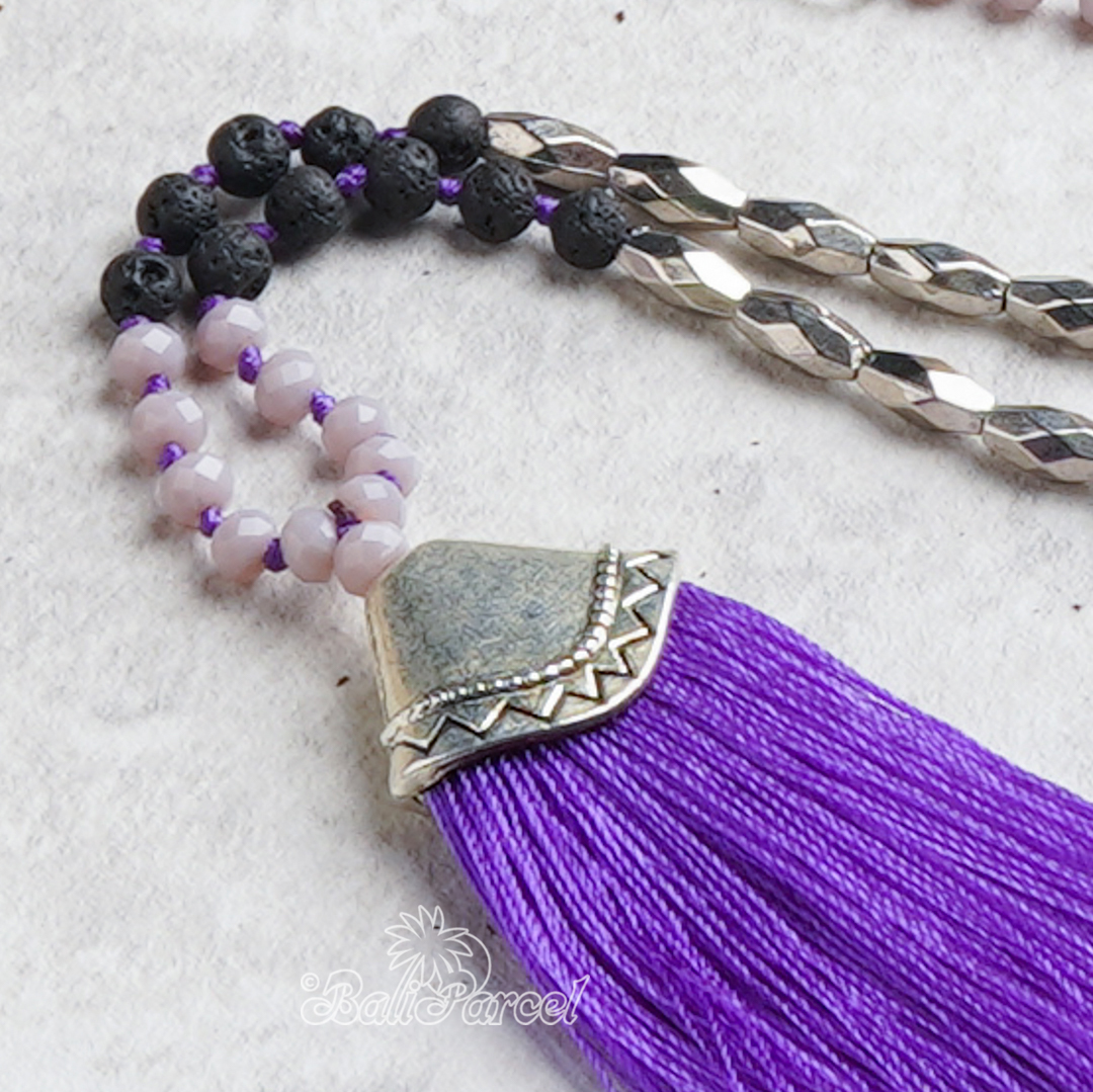 Crystal Beads With Tassel Necklace