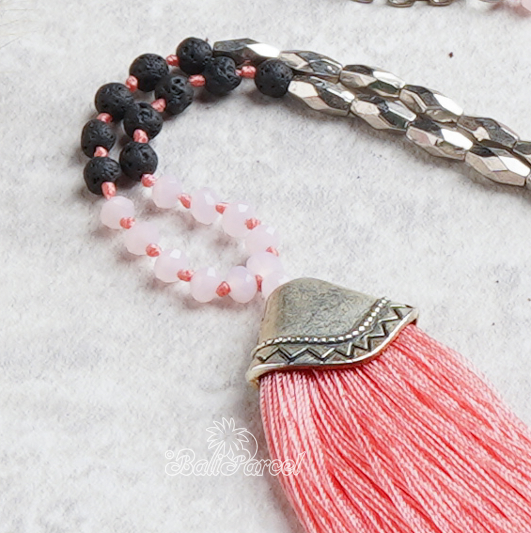 Crystal Beads With Tassel Necklace