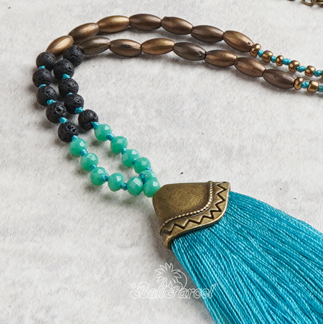 Crystal Beads With Tassel Necklace
