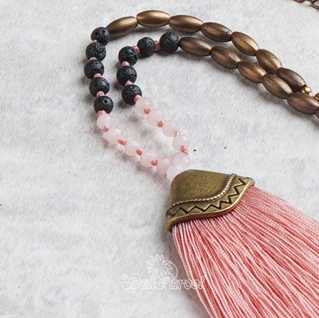 Crystal Beads With Tassel Necklace