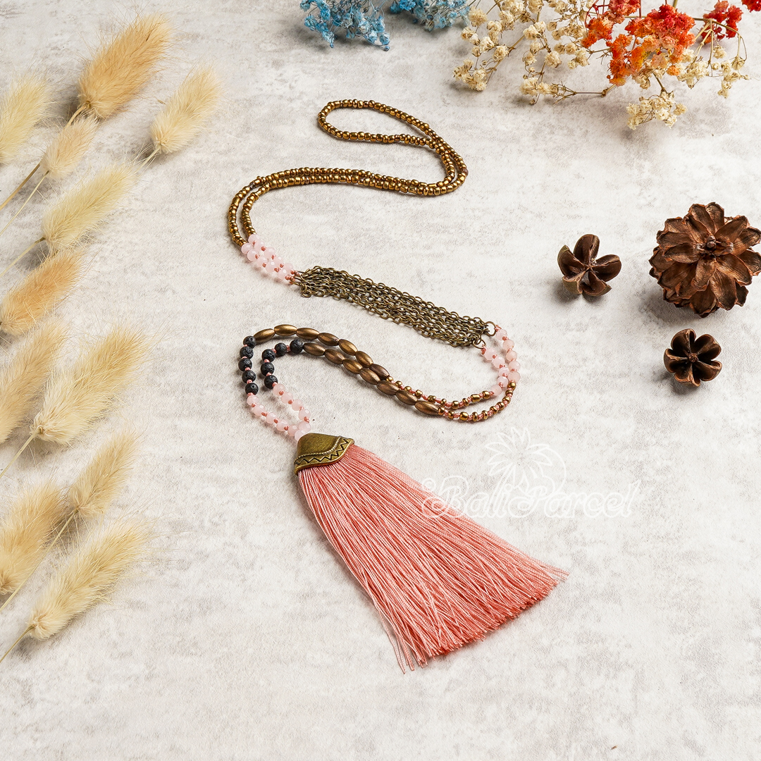 Crystal Beads With Tassel Necklace